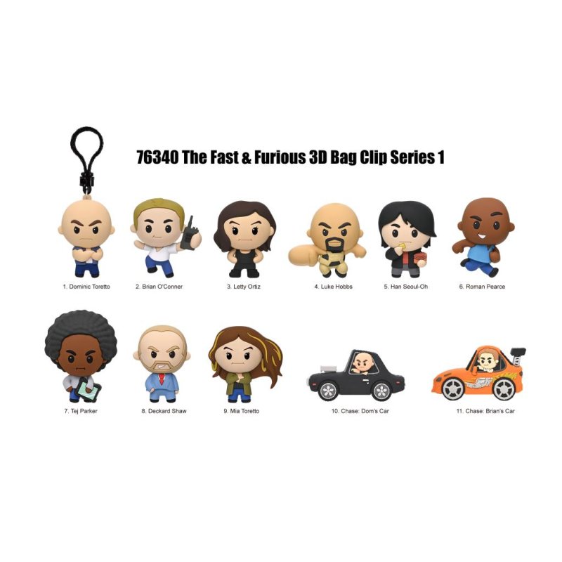 FAST & FURIOUS 25EME AN. -Series 1 - 3D Foam Bag Clip (Display 24 Pcs)