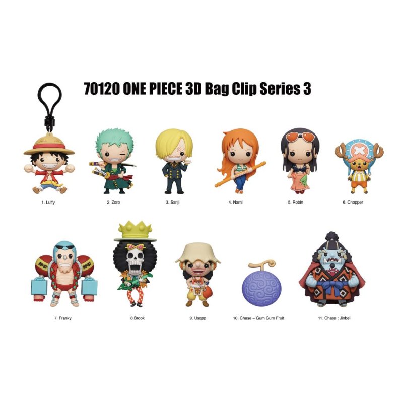 ONE PIECE - Series 3 - 3D Foam Bag Clip (Display 24 Pcs)