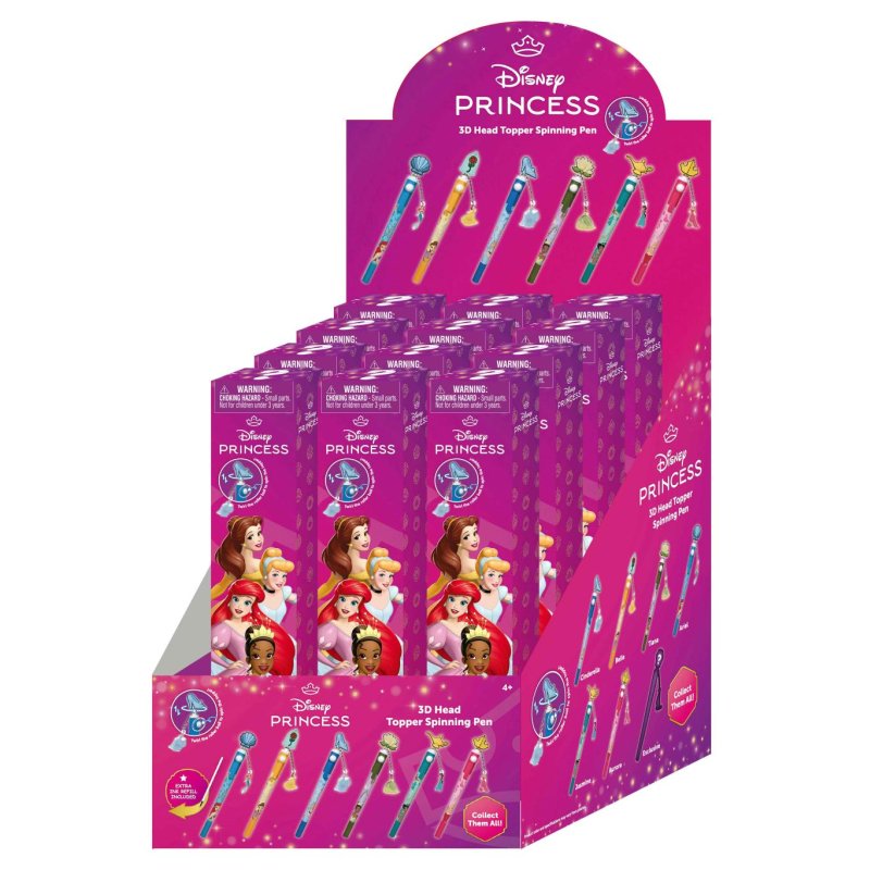 DISNEY PRINCESS - Stylo rotatif 3D Head Topper (Display de 12 pcs)