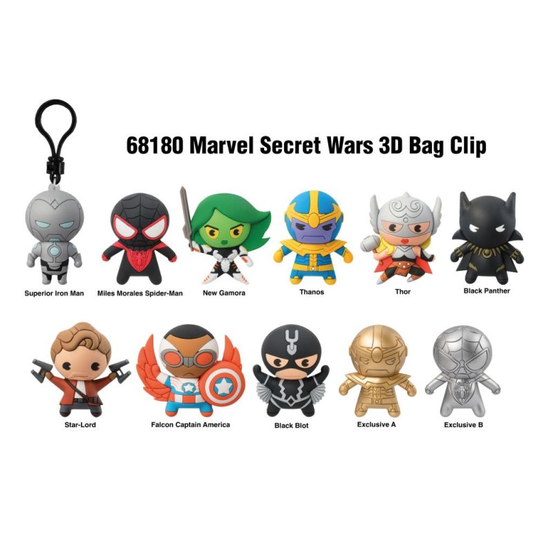 MARVEL SECRET WARS - Series 1 - 3D Foam Bag Clip (Display 24 Pcs)