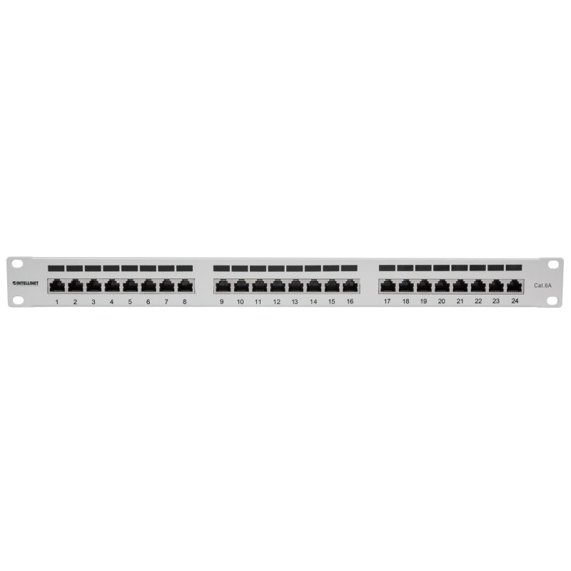 Intellinet Panneau de brassage, Cat6A, FTP, 24 ports, 1U, blindé, blocs 90° à insertion par le dessus (punch-down),
