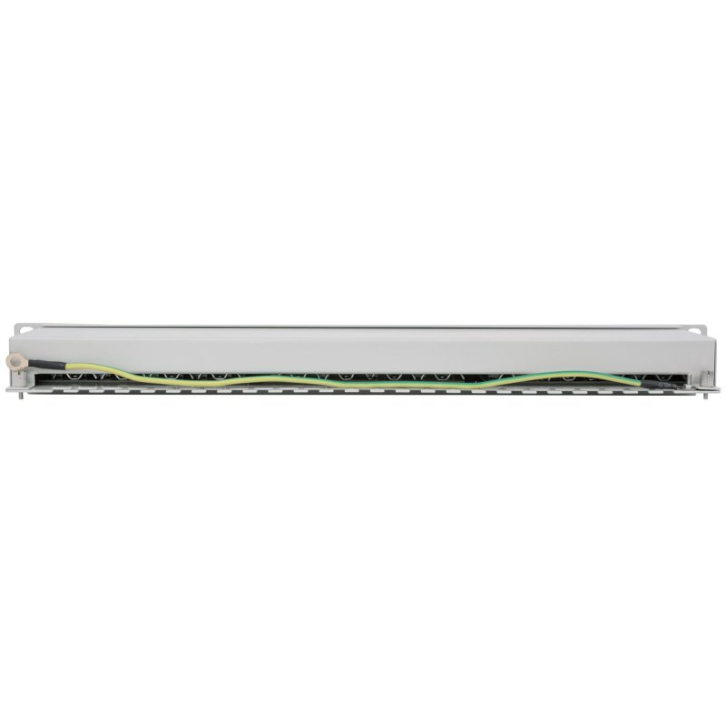 Intellinet Patch Panel, Cat6a, FTP, 24-Port, 1U, Shielded, 90° Top-Entry Punch Down Blocks, Grey