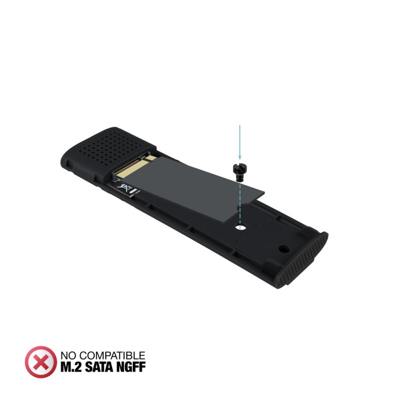 Boitier externe USB-C 3.1 Tooq Code - NVMe M.2 Type 2280 (Noir)