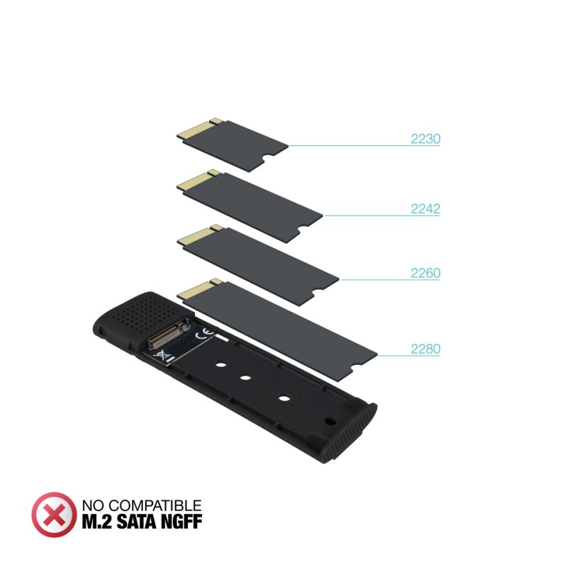 Boitier externe USB-C 3.1 Tooq BETA - NVMe M.2 Type 2280 (Noir)