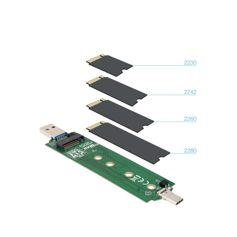 Boitier externe USB-C 3.2 USB-A 3.0 Tooq TQE-2240B - NVMe M.2 Type 2280 (Noir)