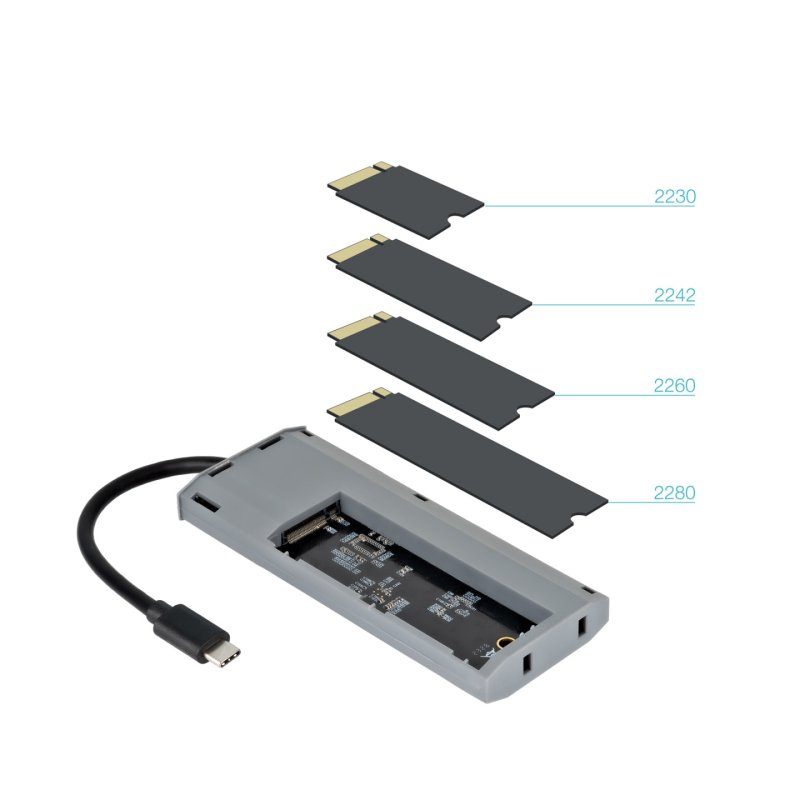 Boitier externe avec HUB USB-C 6 en 1 Tooq TQE-2241G - NVMe M.2 Type 2280 (Noir)