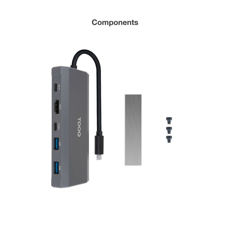 Boitier externe avec HUB USB-C 6 en 1 Tooq TQE-2241G - NVMe M.2 Type 2280 (Noir)