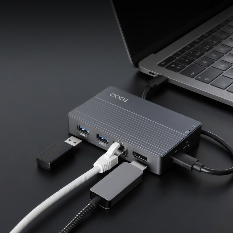 Boitier externe avec HUB USB-C 10 en 1 Tooq TQE-2242G - NVMe M.2 Type 2280 (Noir)