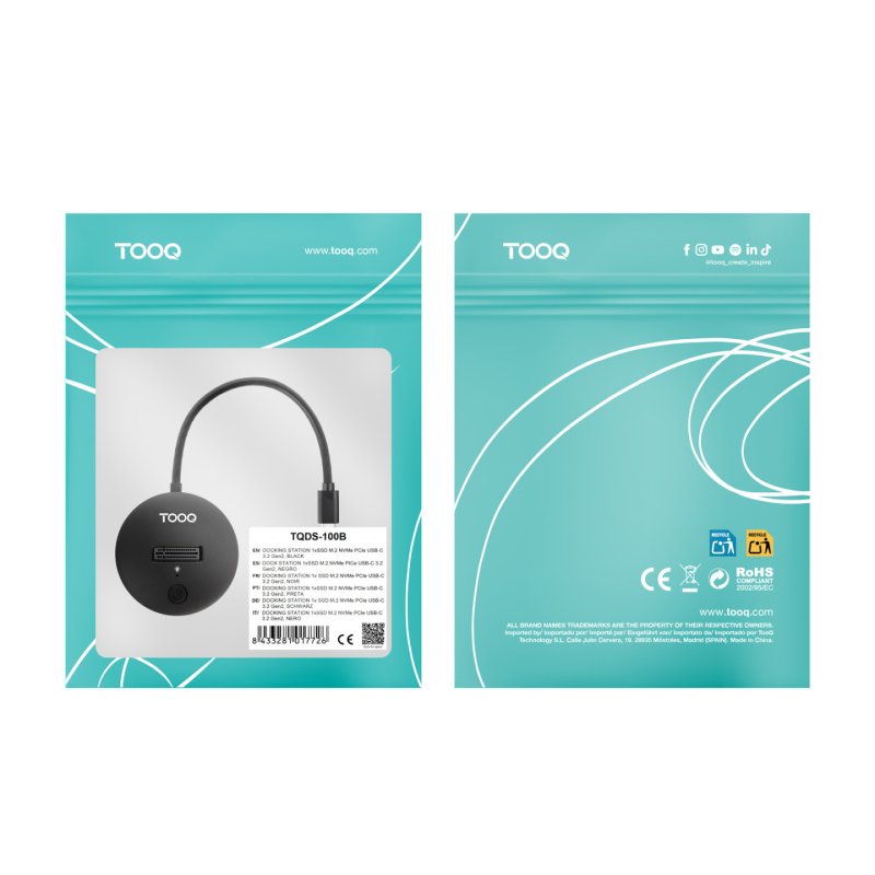 Station d'accueil USB-C 3.2 TooQ TQDS-100B pour Nvme (Noir)