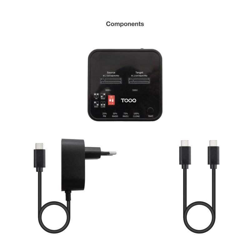 Station d'accueil USB-C 3.2 TooQ TQDS-201B pour x 2 Nvme (Noir)
