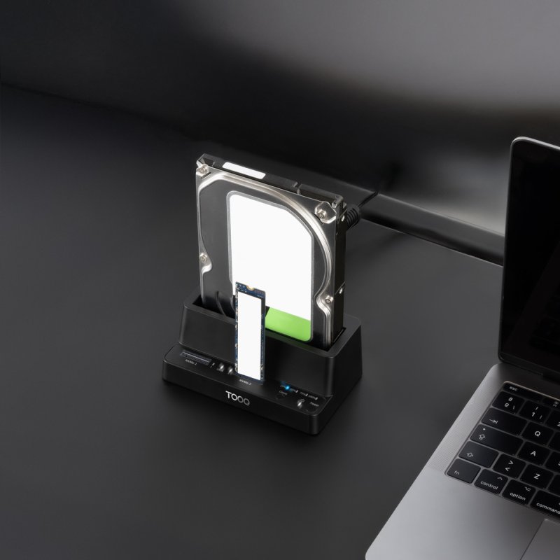 Station d'accueil USB-C 3.2 TooQ TQDS-502B pour x2 Nvme x1 Sata (Noir)