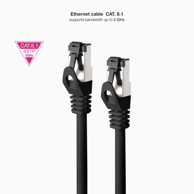 Câble/Cordon réseau RJ45 Nanocable Catégorie 8 SSTP (S/FTP) 20m (Noir)