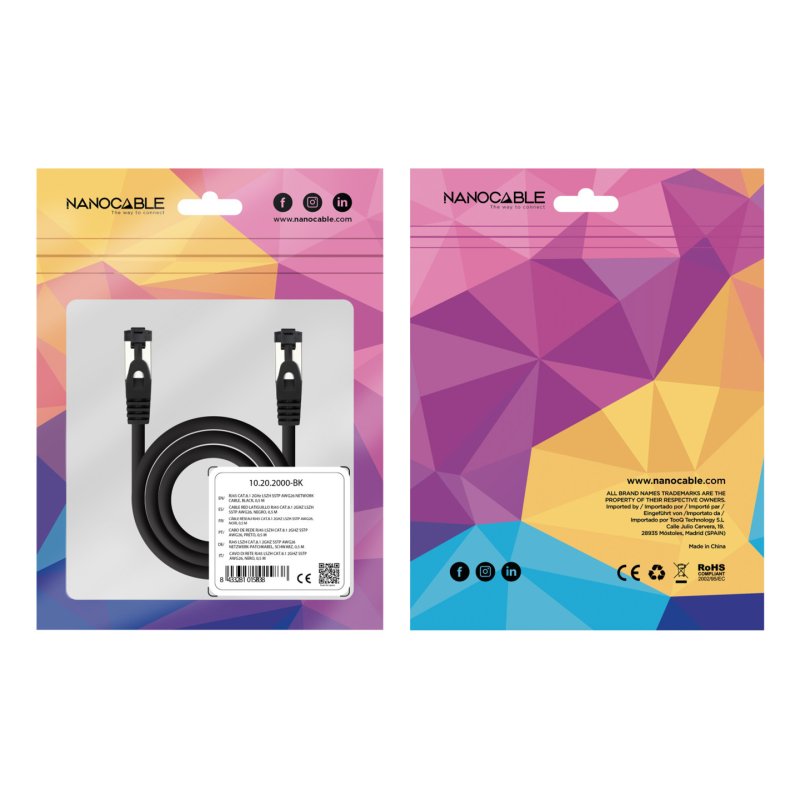 Nanocable 10.20.2000-L25-BK networking cable Black 0.25 m Cat8.1 S/FTP (S-STP)