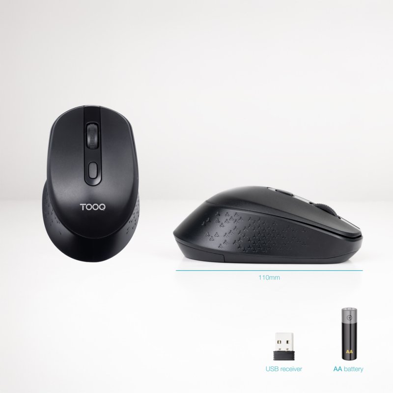 TooQ TQMW-1101-B souris Universel Droitier RF sans fil Optique 1600 DPI