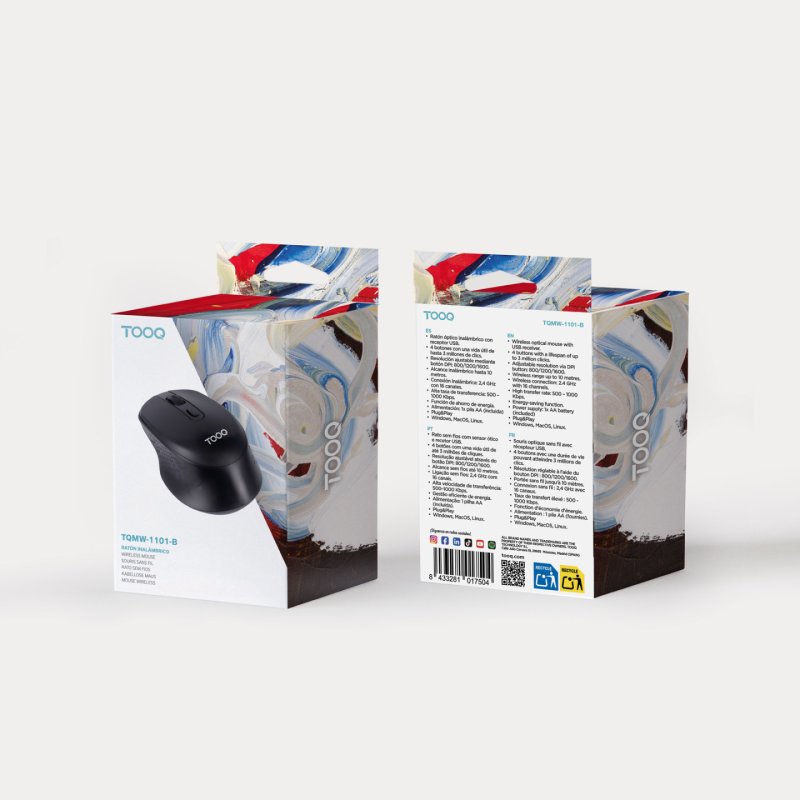 Souris sans fil Tooq TQMW-1101-B (Noir)