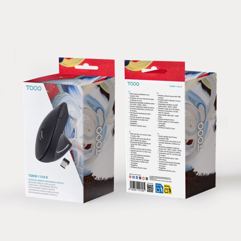 TooQ TQMWG-1104-B mouse Universal Right-hand RF Wireless Optical 3200 DPI