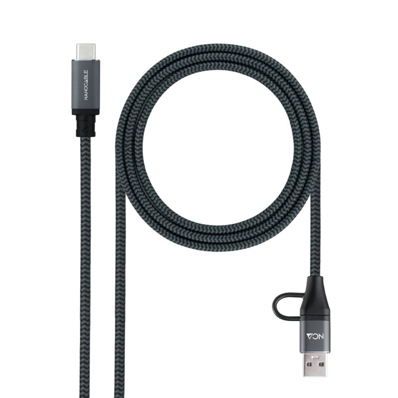 Cable Nanocable USB-A/USB-C vers USB-C M/M 1.5m (Noir)