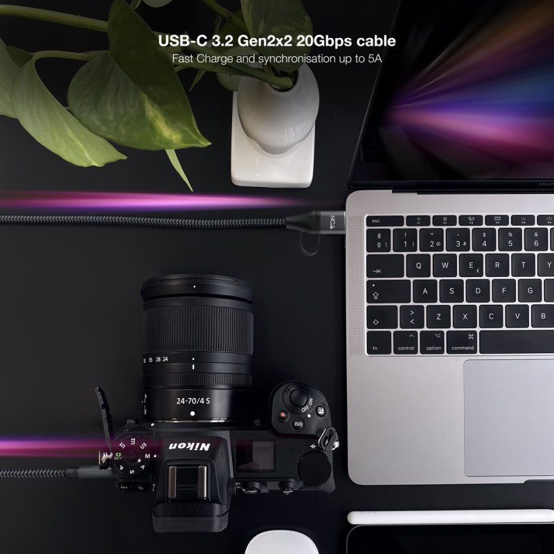 Nanocable USB 3.2 Gen2X2 20Gbps 5A/100W Cable, USB-C USB-A/M to USB-C/M, 1.5m