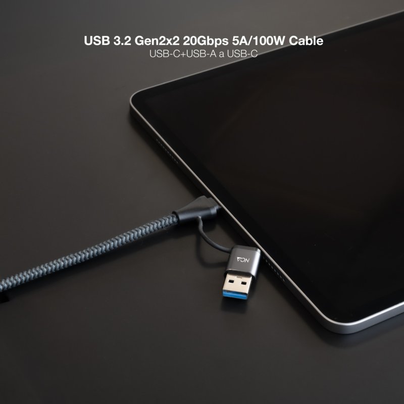 Nanocable USB 3.2 Gen2X2 20Gbps 5A/100W Cable, USB-C USB-A/M to USB-C/M, 1.5m
