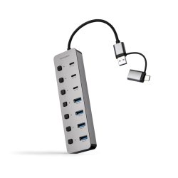 Nanocable 10.16.4510 interface hub USB 3.2 Gen 1 (3.1 Gen 1) Type-A Type-C 5000 Mbit/s Silver