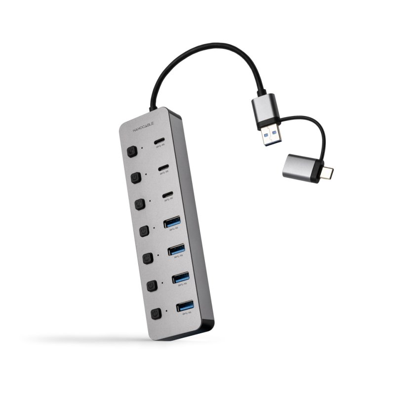 Hub USB-C / USB- A Nanocable - 7 ports (Gris)