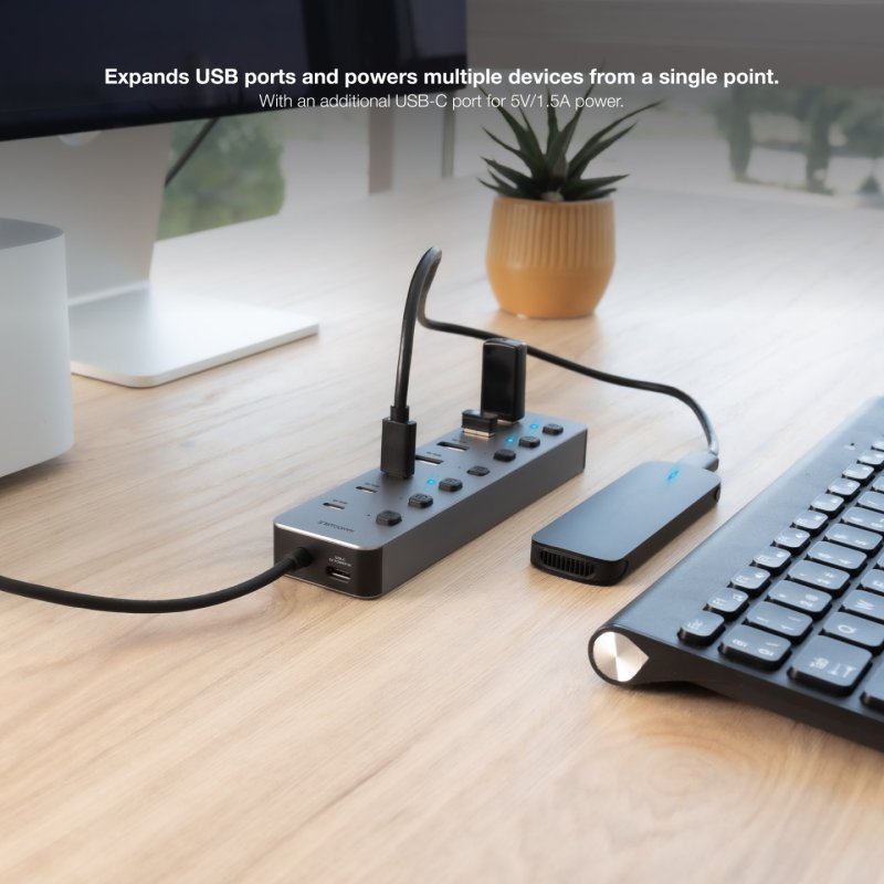Hub USB-C / USB- A Nanocable - 7 ports (Gris)