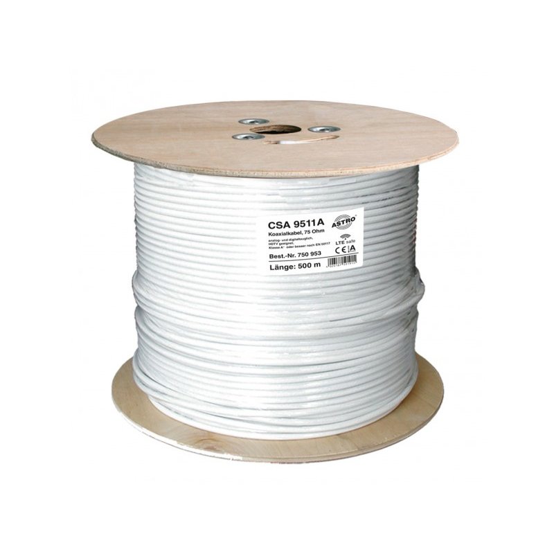 Astro CSA9511A/500 câble coaxial 500 m Blanc