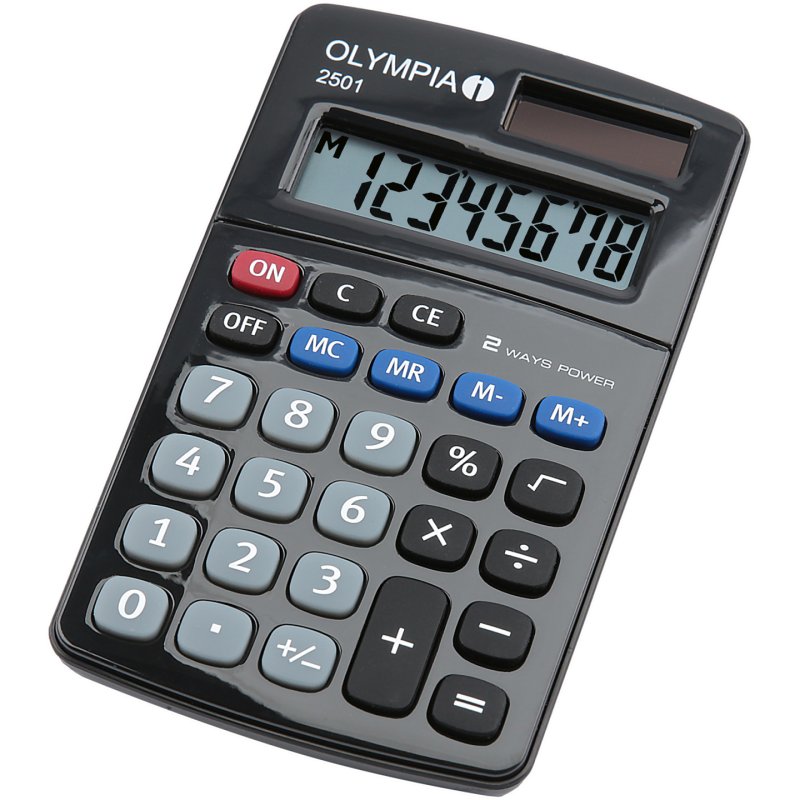 Olympia 2501 calculatrice Bureau Calculatrice basique Noir, Bleu, Gris