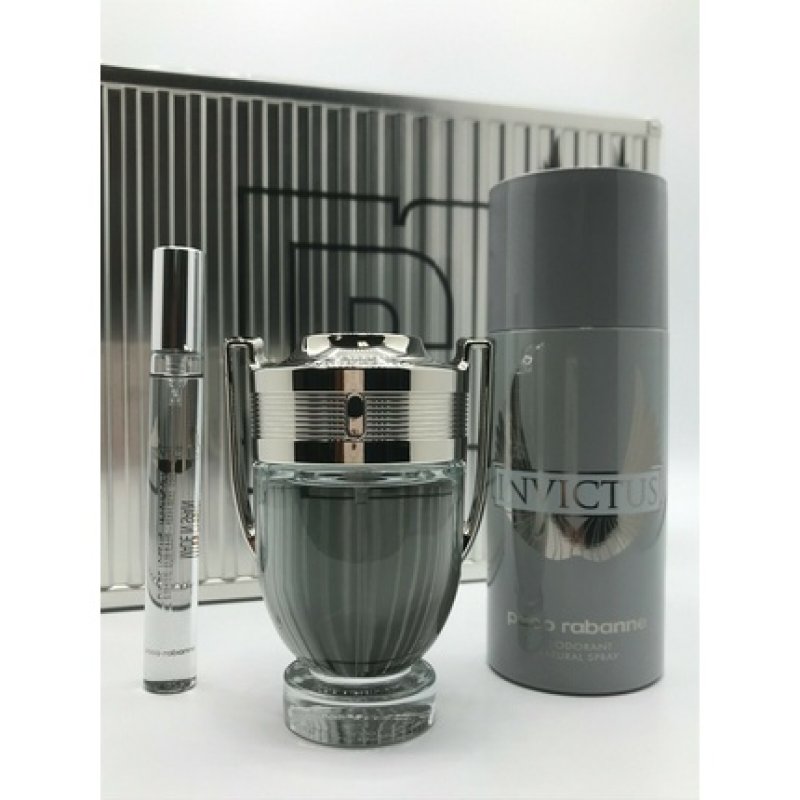 Invictus Paco Rabanne Men 3pc Set Cologne 1.7oz, Deodorant 5.1oz, and Mini Spray - New in Box