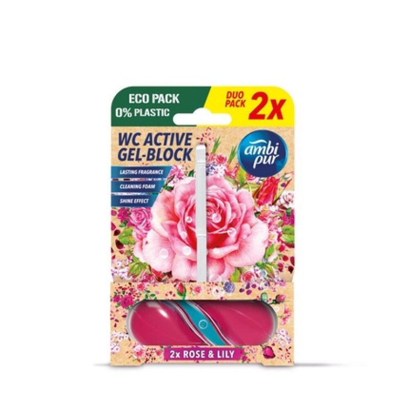 Ambi Pur WC Active Gel Block Rose & Lily 2x45g - Duo Pack