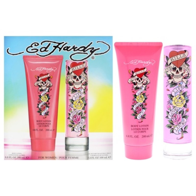 Ed Hardy by Christian Audigier Women's Eau de Parfum Spray 3.4oz & Body Lotion 6.8oz
