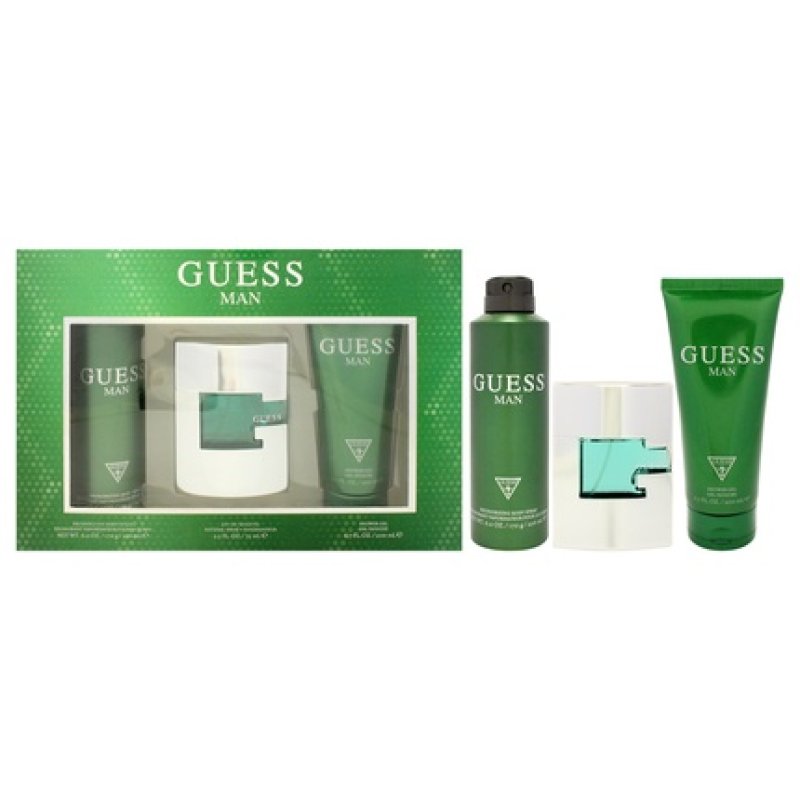 Guess Man by Guess Gift Set - 2.5oz EDT Spray, 6oz Deodorizing Body Spray, 6.7oz Shower Gel