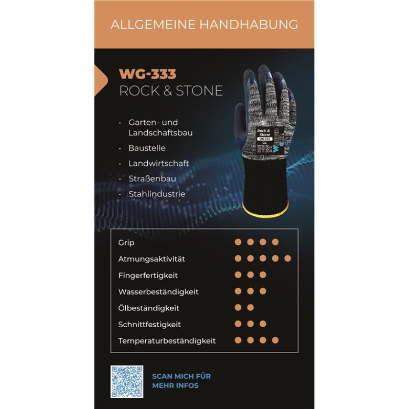 Wonder Grip WG-333 Workshop gloves Grey Cotton, Latex, Polyester 1 pc(s)