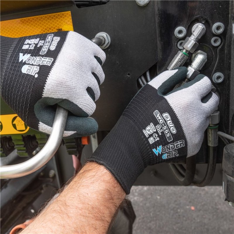 Wonder Grip WG-555 Workshop gloves Black, Grey Microfibre, Nitrile foam, Nylon 1 pc(s)