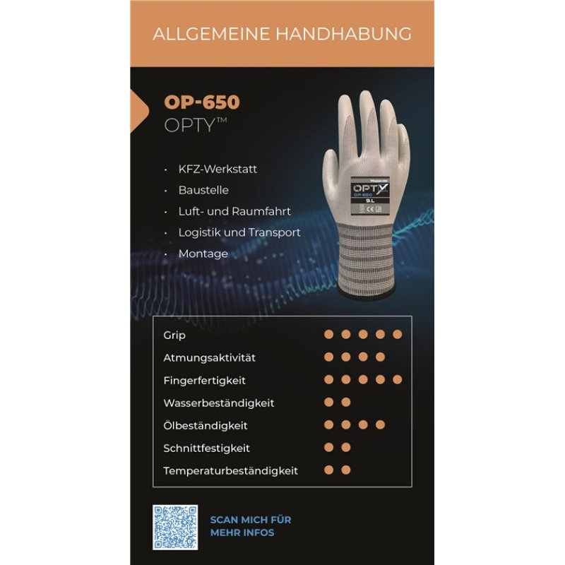 Wonder Grip OP-650 Gants d'atelier Blanc Mousse de nitrile, Polyester 1 pièce(s)