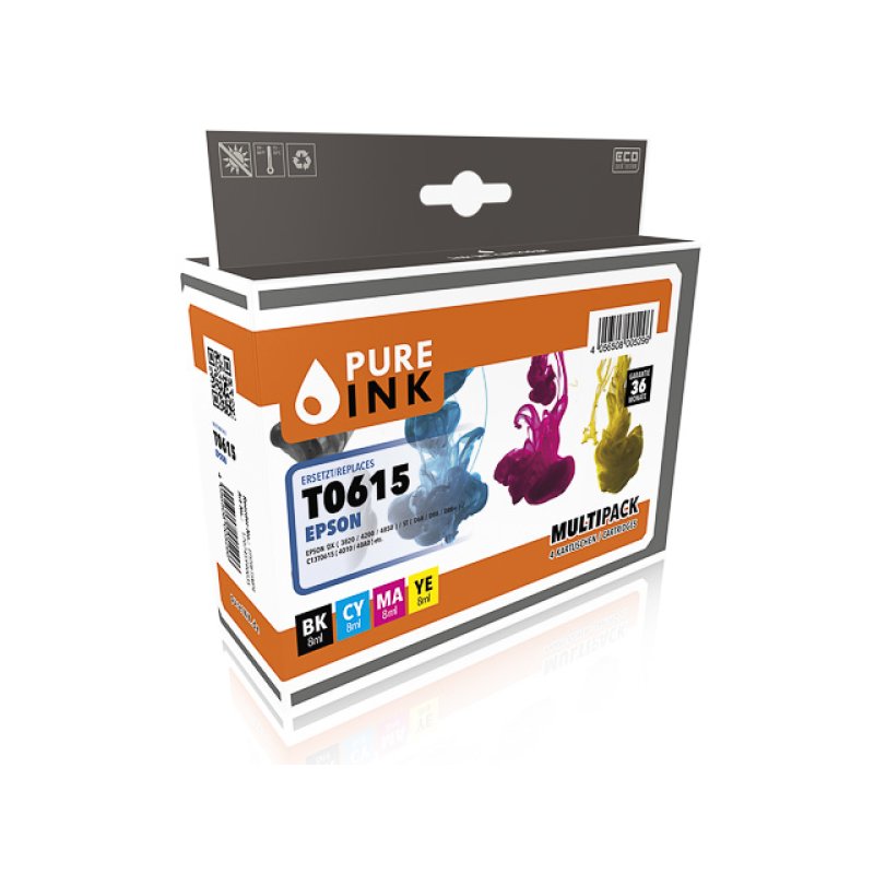 Pure Ink 170745990035 cartouche d'encre 4 pièce(s) Compatible Rendement standard Noir, Cyan, Magenta, Jaune