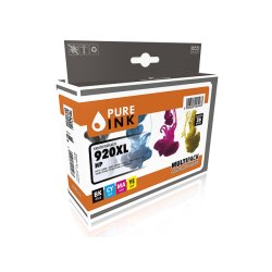 Pure Ink 170745990052 cartouche d'encre 4 pièce(s) Compatible Rendement élevé (XL) Noir, Cyan, Magenta, Jaune