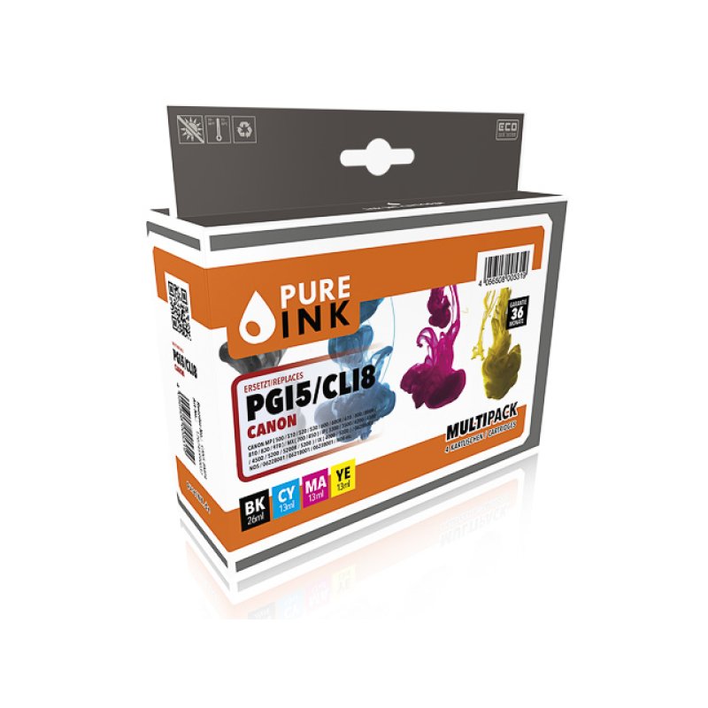 PURE 170745990037 CANON PGI5/CLI8 MP Schwarz, Cyan, Magenta, Gelb