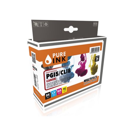 Pure Ink 170745990037 cartouche d'encre 4 pièce(s) Compatible Rendement standard Noir, Cyan, Magenta, Jaune