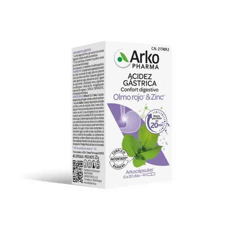 Arkopharma Gastric Acidity Digestive Comfort with Slippery Elm and Zinc 40 Capsules