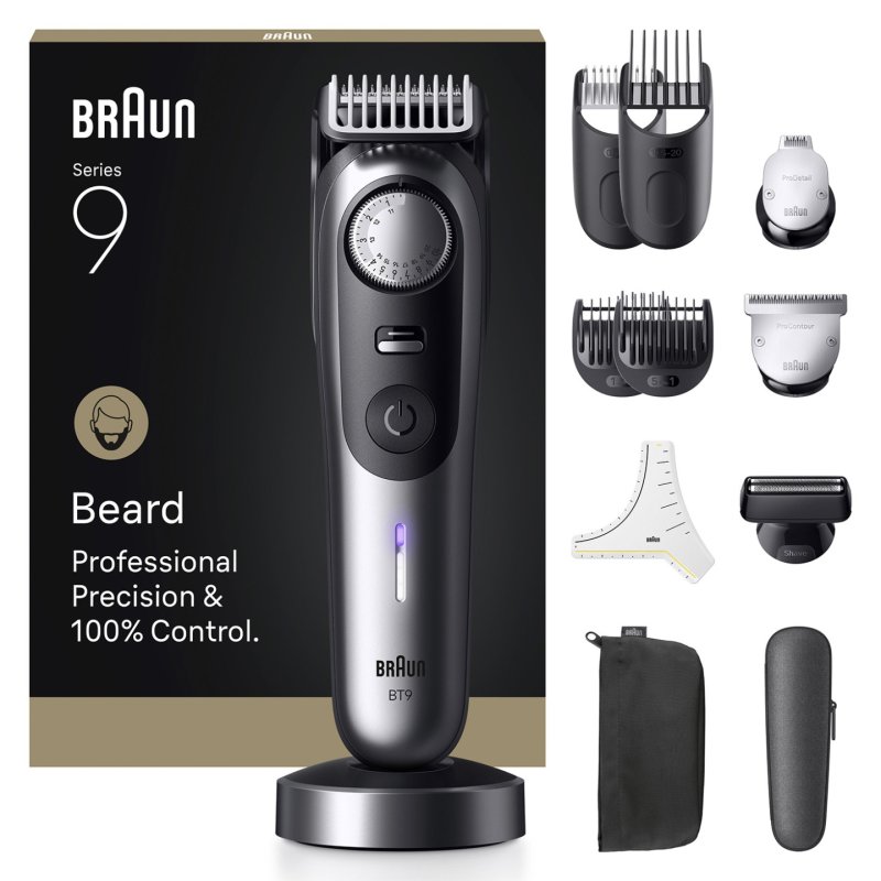 Braun BeardTrimmer 9 BT9560 Batterie 52 2 cm Mouillé & sec Noir, Gris