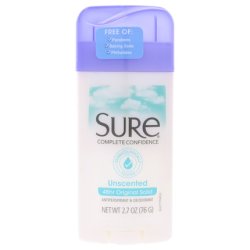 Sure Original Solid Anti-Perspirant Deodorant Stick Unscented 2.7 oz