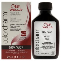 Wella Color Charm Permanent Liquid Hair Color 607 6RV Cyclamen 1.42 oz