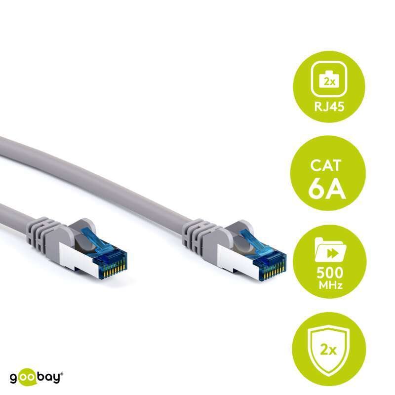 KAB Goobay CAT 6A Patchkabel, S/FTP (PiMF), Grau 3m