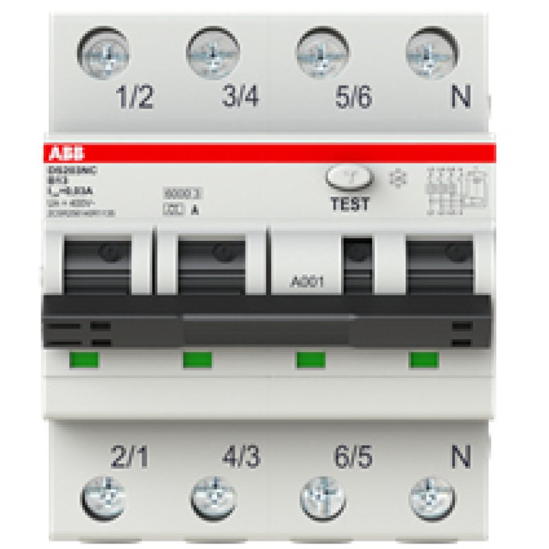 FI/LS-Schalter DS203NCA-B16/0,03 DS203NCA-B16/0,03 6kA, 3P N, Typ A, B