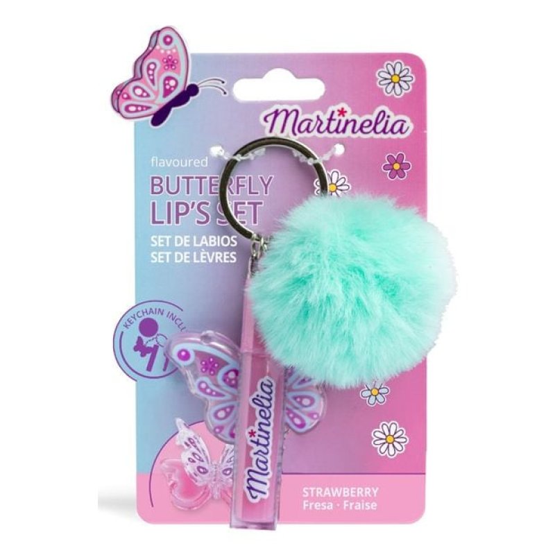 Martinelia Butterfly Lip Balm and Gloss Duo with Pompom Keyring