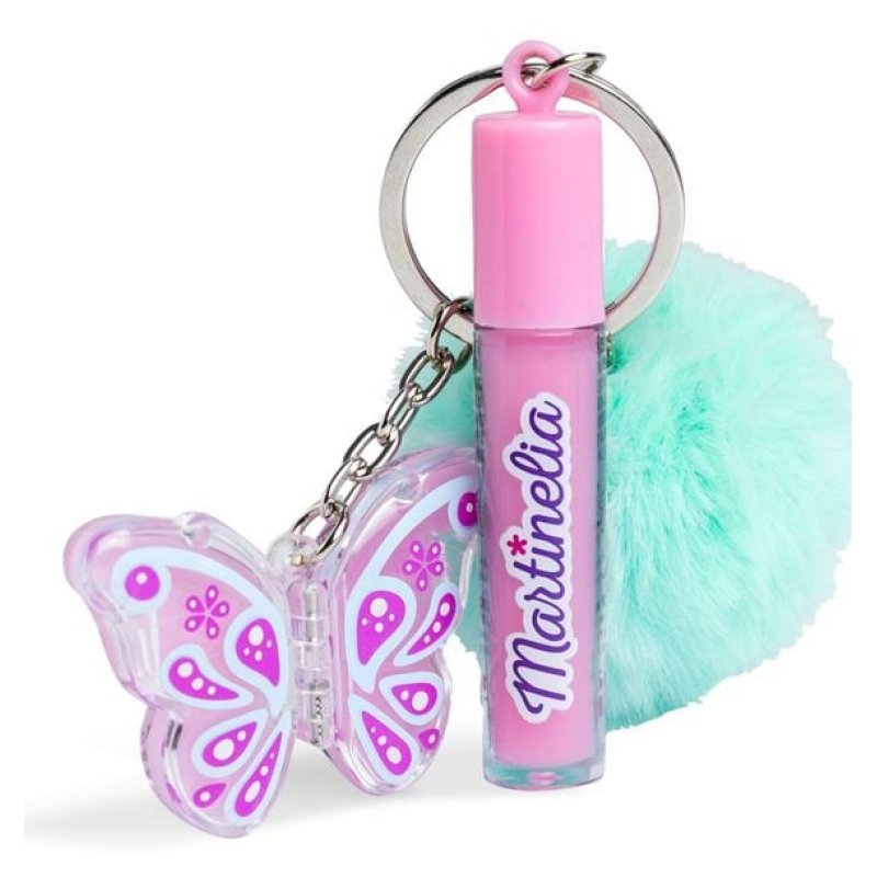 Martinelia Butterfly Lip Balm and Gloss Duo with Pompom Keyring