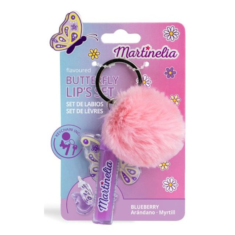Martinelia Butterfly Lip Balm and Gloss Duo with Pompom Keyring