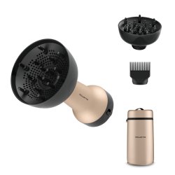 Rowenta Curl Harmony 3-in-1 Hair Dryer with Diffuser and Wide Tooth Comb 700 Watts - Dune Metal and Black
