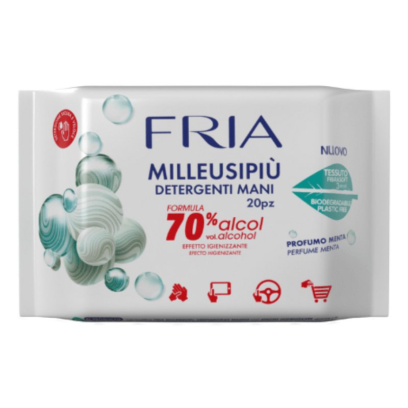 FRIA MilleusiPiù Hand Cleansing Wipes with 70% Alcohol 20 Count